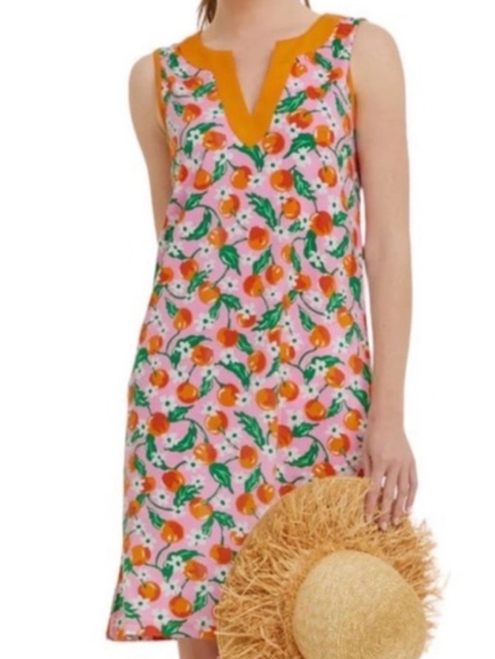 Draper James x Lands' End Sleeveless Dress Orange Blossom print